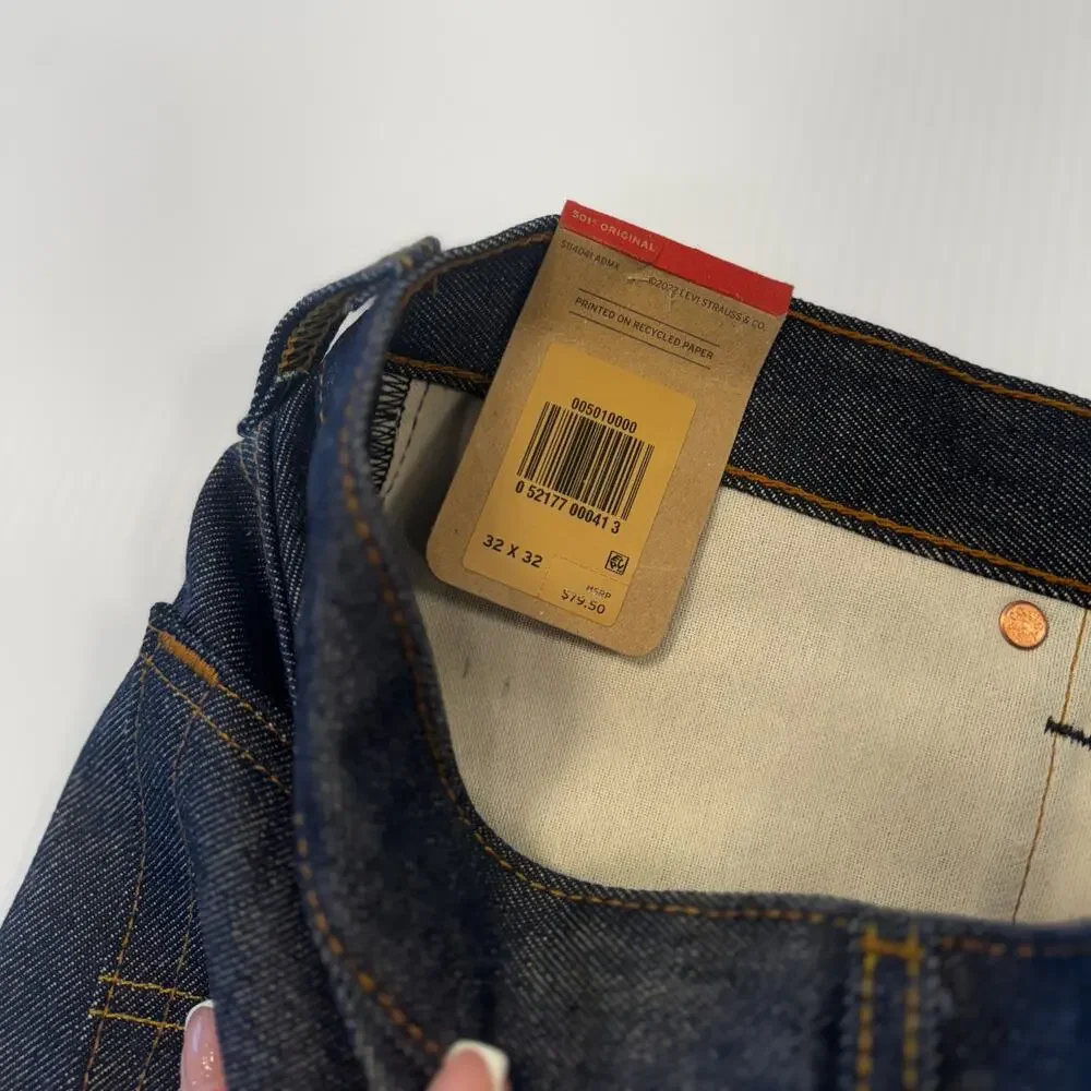 Levi’s 501 Shrink To Fit Jeans 32x32 Deadstock Dark Wash NWT Dadcore Normcore - Picture 11 of 16
